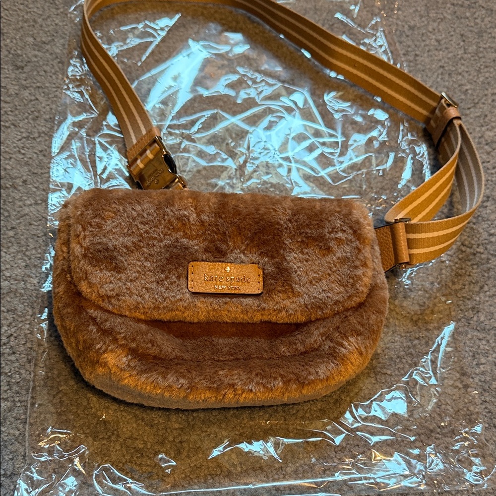 Kate Spade Tan Faux Fur Crossbody Bag